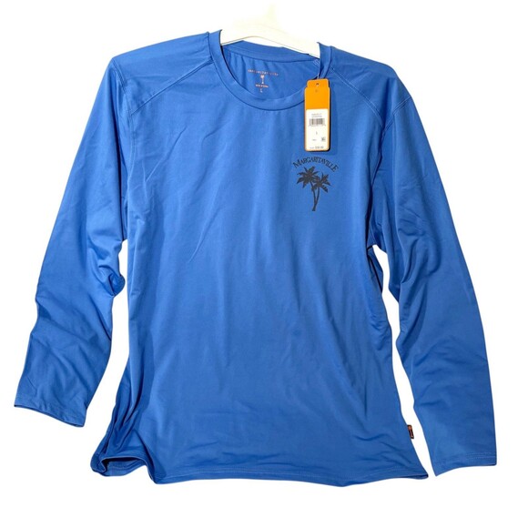 Margaritaville UPF 50 Water Resistant Moisture Wicking Long Sleeve Shirt Blue L - Picture 1 of 4
